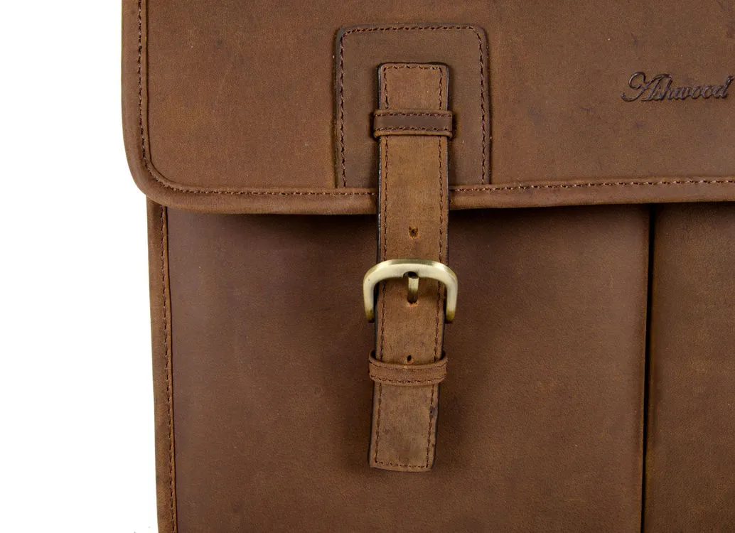 Ashwood Mud Brown Gareth Heavy Duty Leather Laptop Briefcase