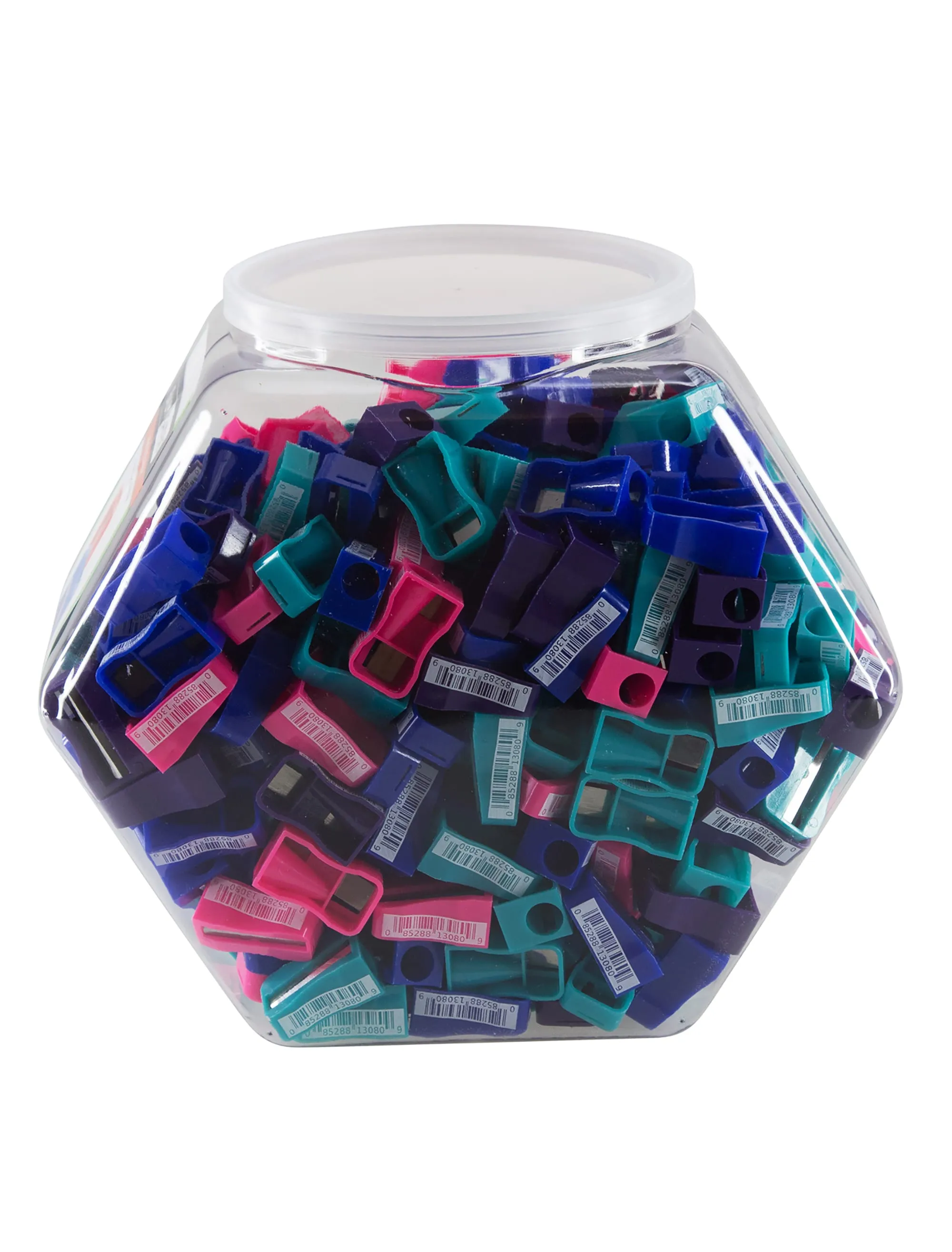 Baumgartens Pencil Sharpeners Single Hole Hexagonal Tub Display of 360 ASSORTED Colors (13089)