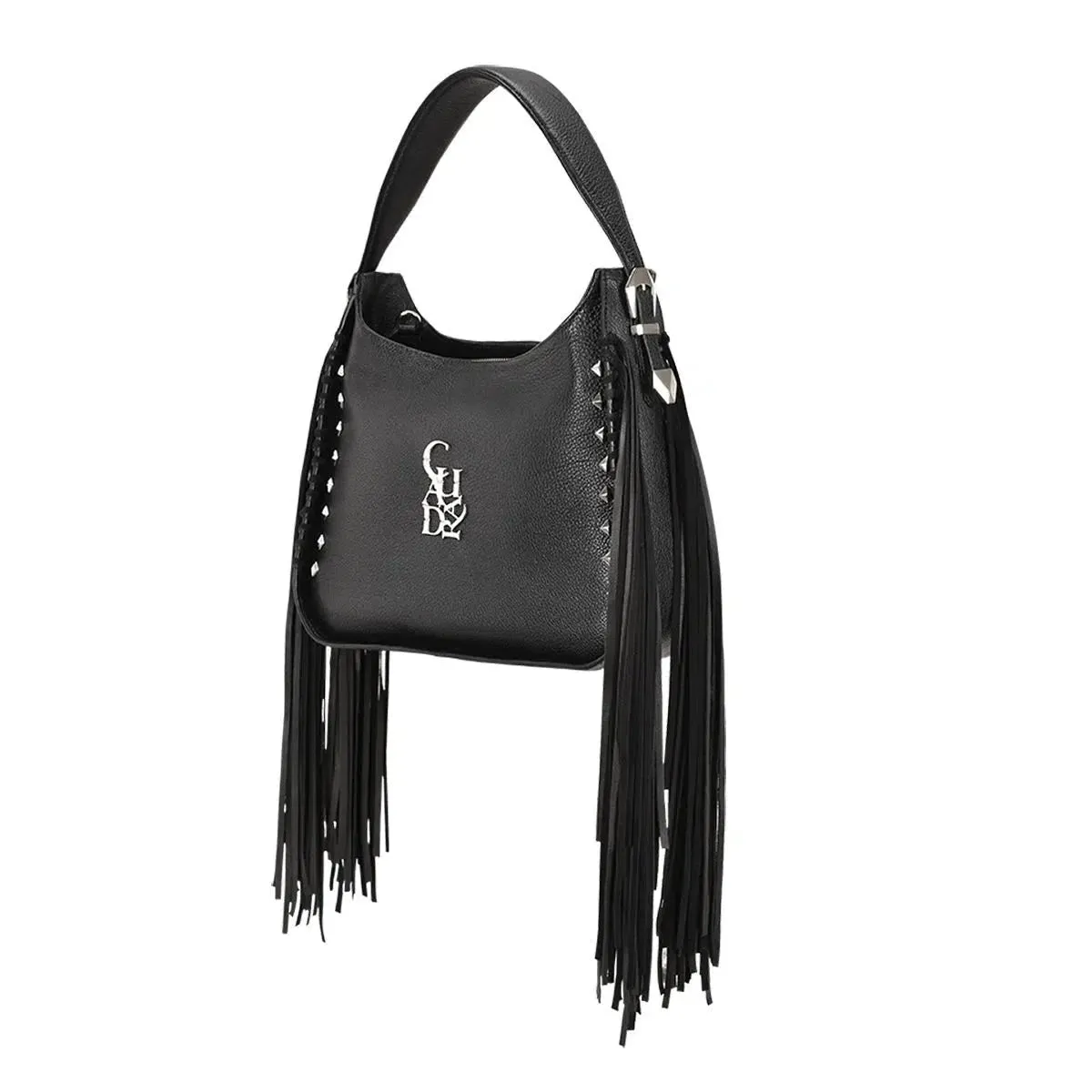 BOD54BN - Cuadra black casual fashion leather fringed bag for woman