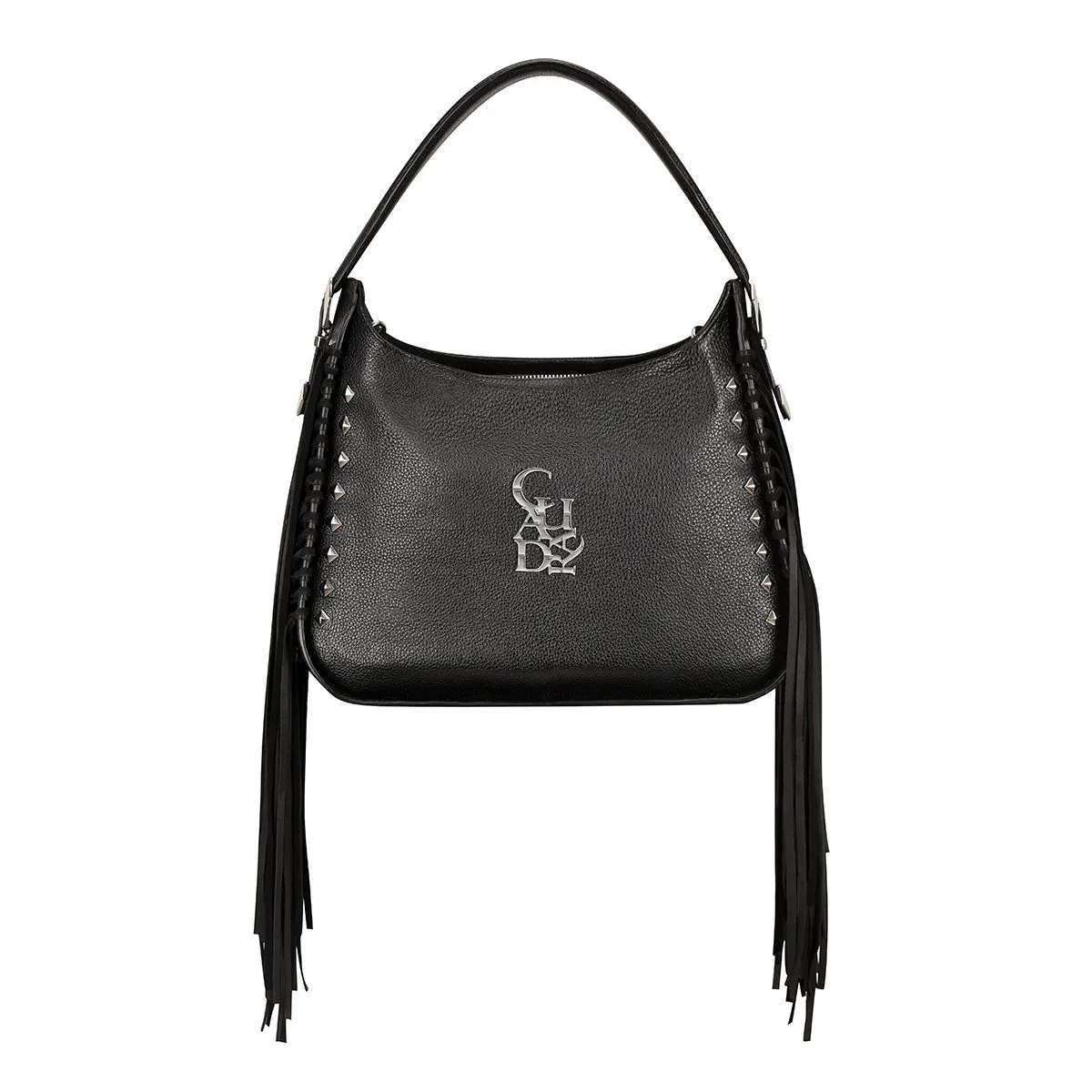 BOD54BN - Cuadra black casual fashion leather fringed bag for woman