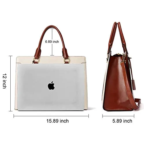 BOSTANTEN Briefcase for Women Laptop Bag for Women Leather Handbags 15.6 Inch Computer Bag Designer Work Purses Stylish Tote Bag