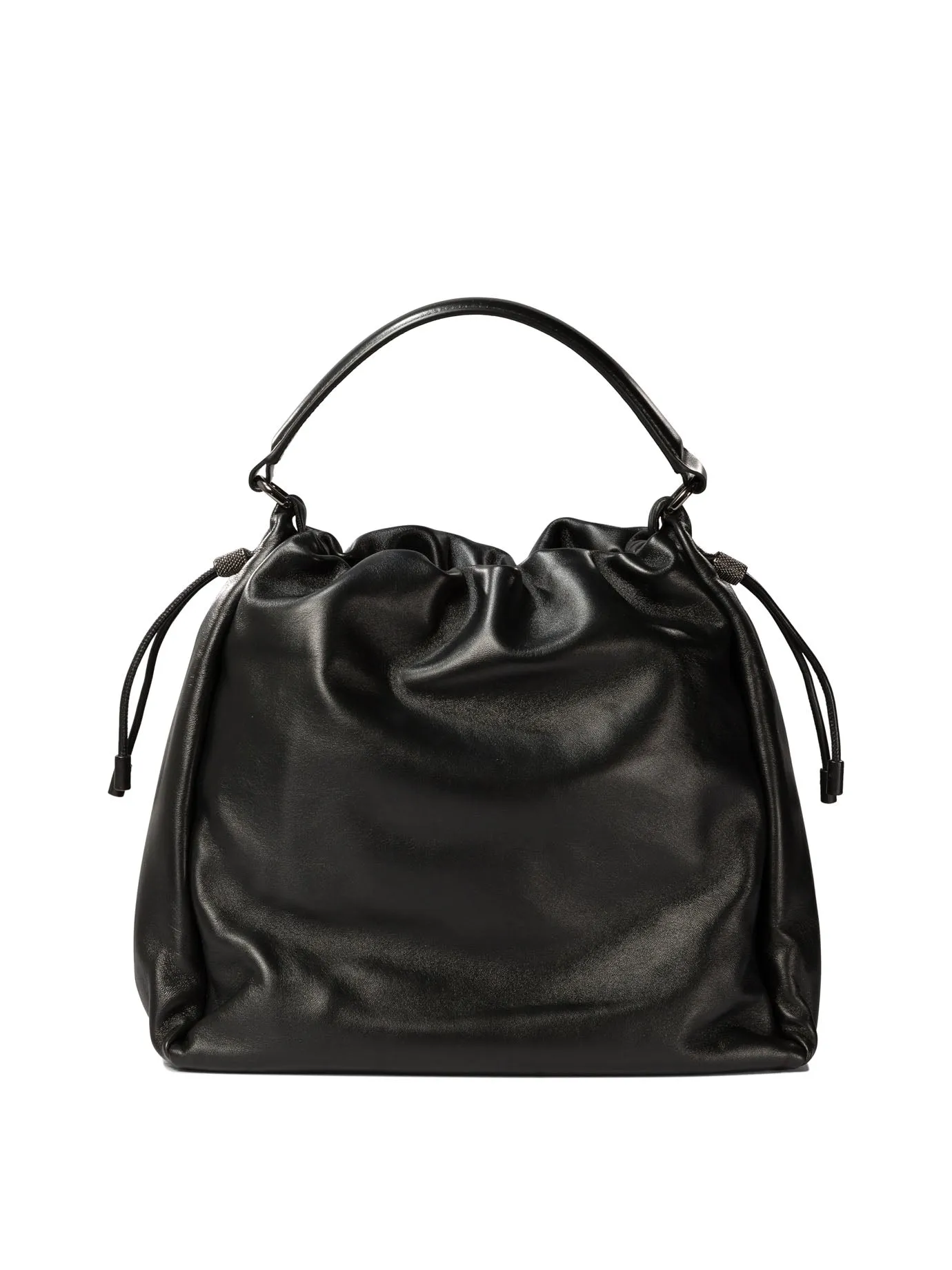 BUCKET BAG IN SOFT LEATHER WITH MONILI