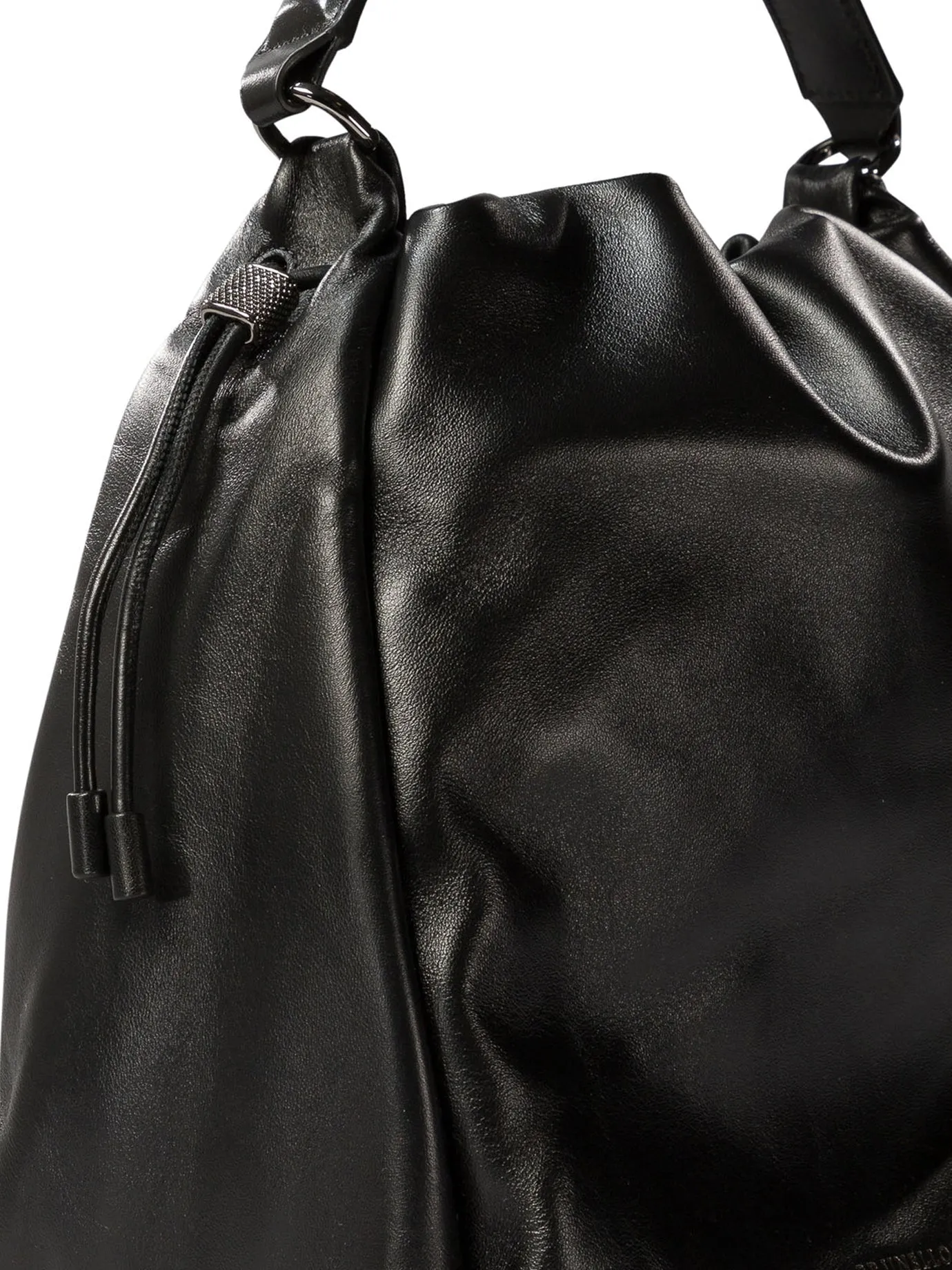 BUCKET BAG IN SOFT LEATHER WITH MONILI