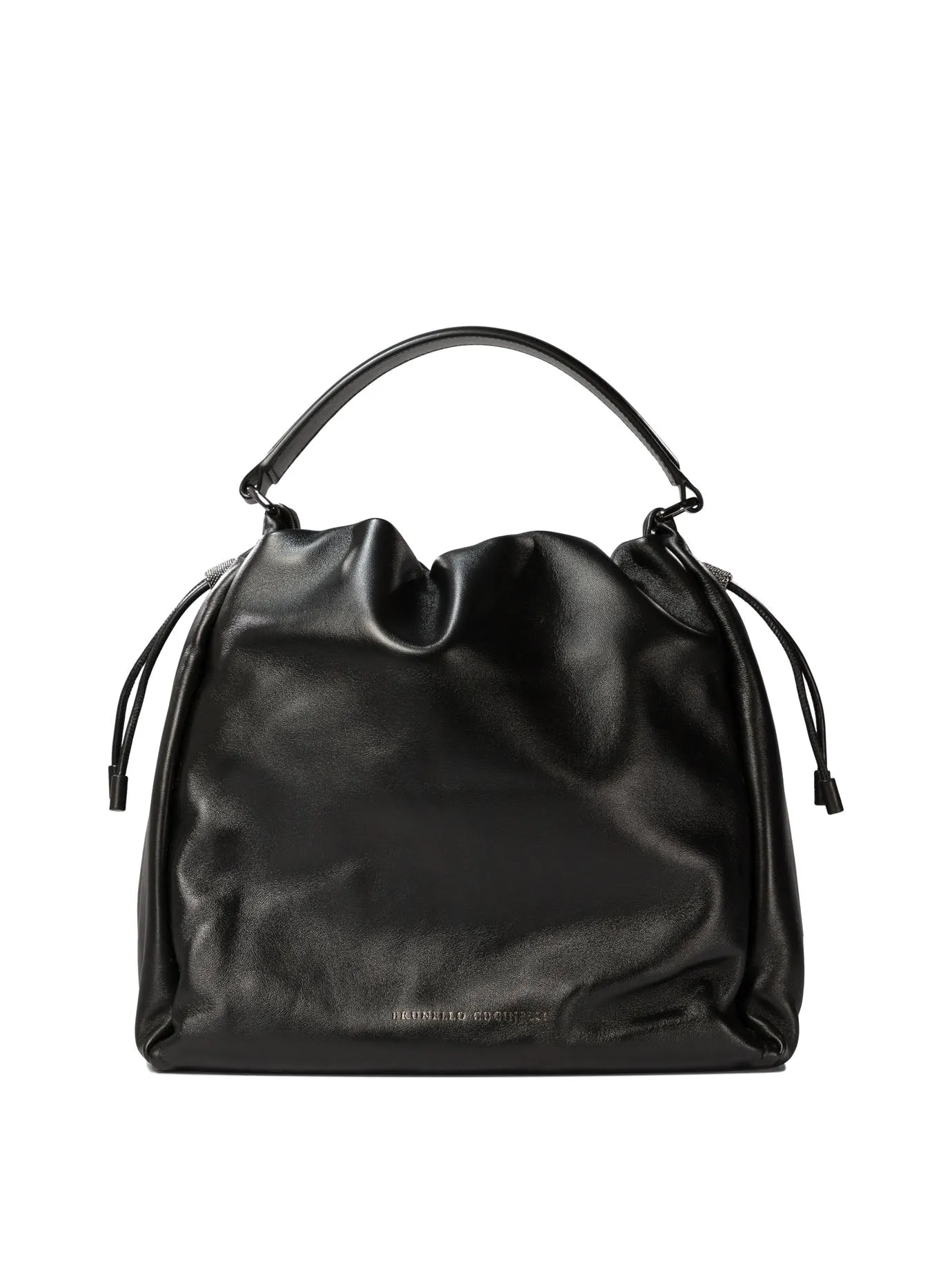 BUCKET BAG IN SOFT LEATHER WITH MONILI