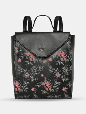 Caprese Snow Backpack Medium Printed Women'S Bag Black