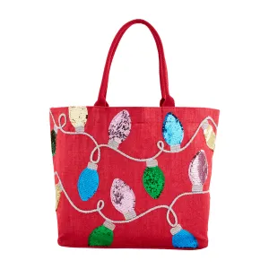 CHRISTMAS LIGHTS SPARKLE TOTE BY MUD PIE