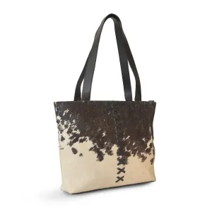 Cowhide Hair On Handbag Blackish Brown And white