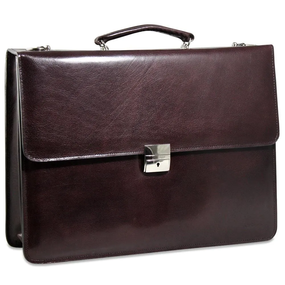 CrookhornDavis Men's Hand Stained Vegetable Tanned Italian Leather Briefcase