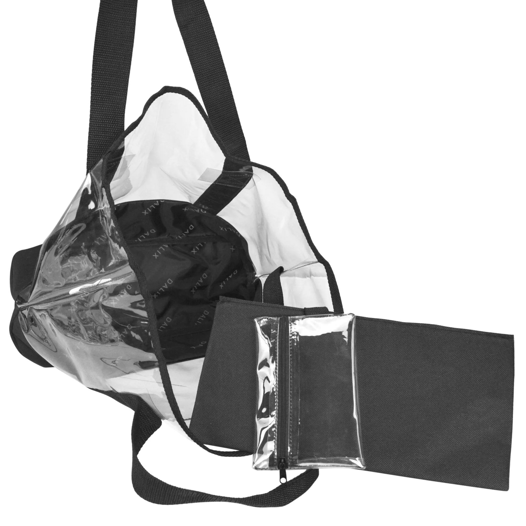 Dalix 20" Clear Handbag Shopping Tote with Small Bonus Pouch (Transparent)