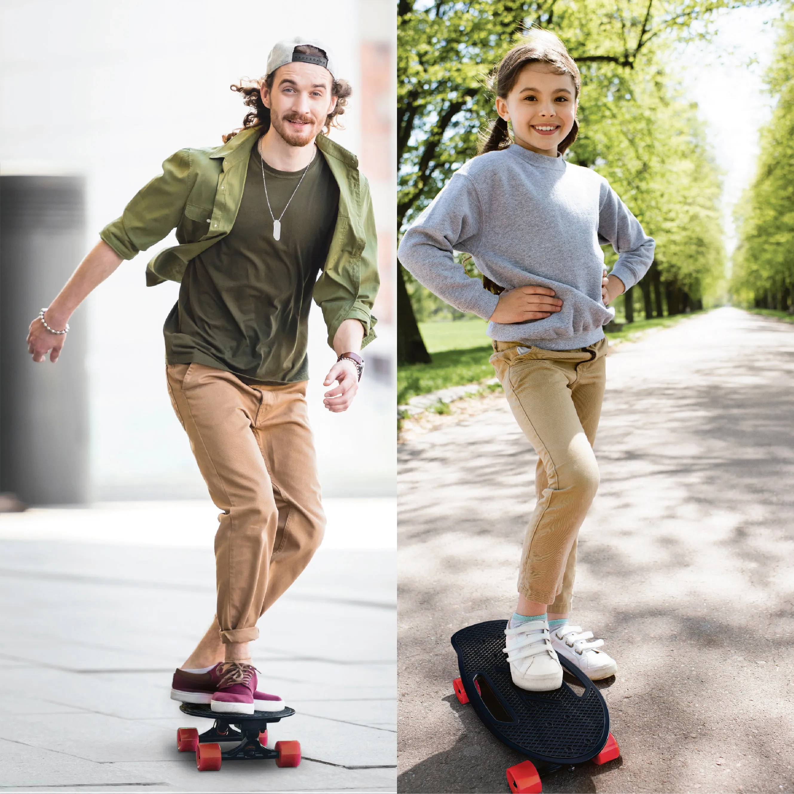 Fish Adults and Kids Skateboard – Mini Longboard Cruiser – Light Weight and Portable – Beginners to Experts, Red