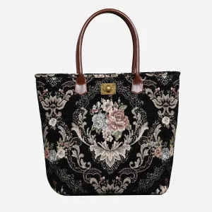 Floral Black Carpet Tote Shopper