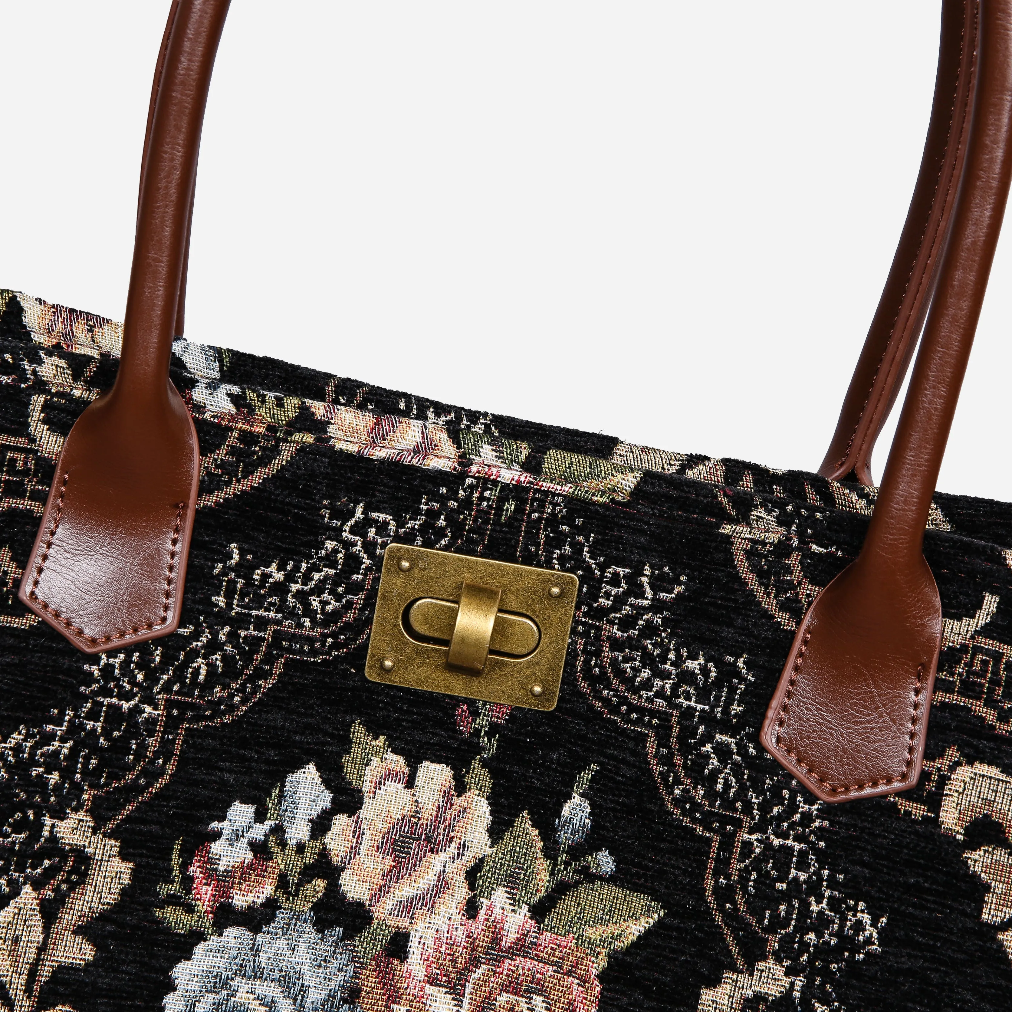 Floral Black Carpet Tote Shopper