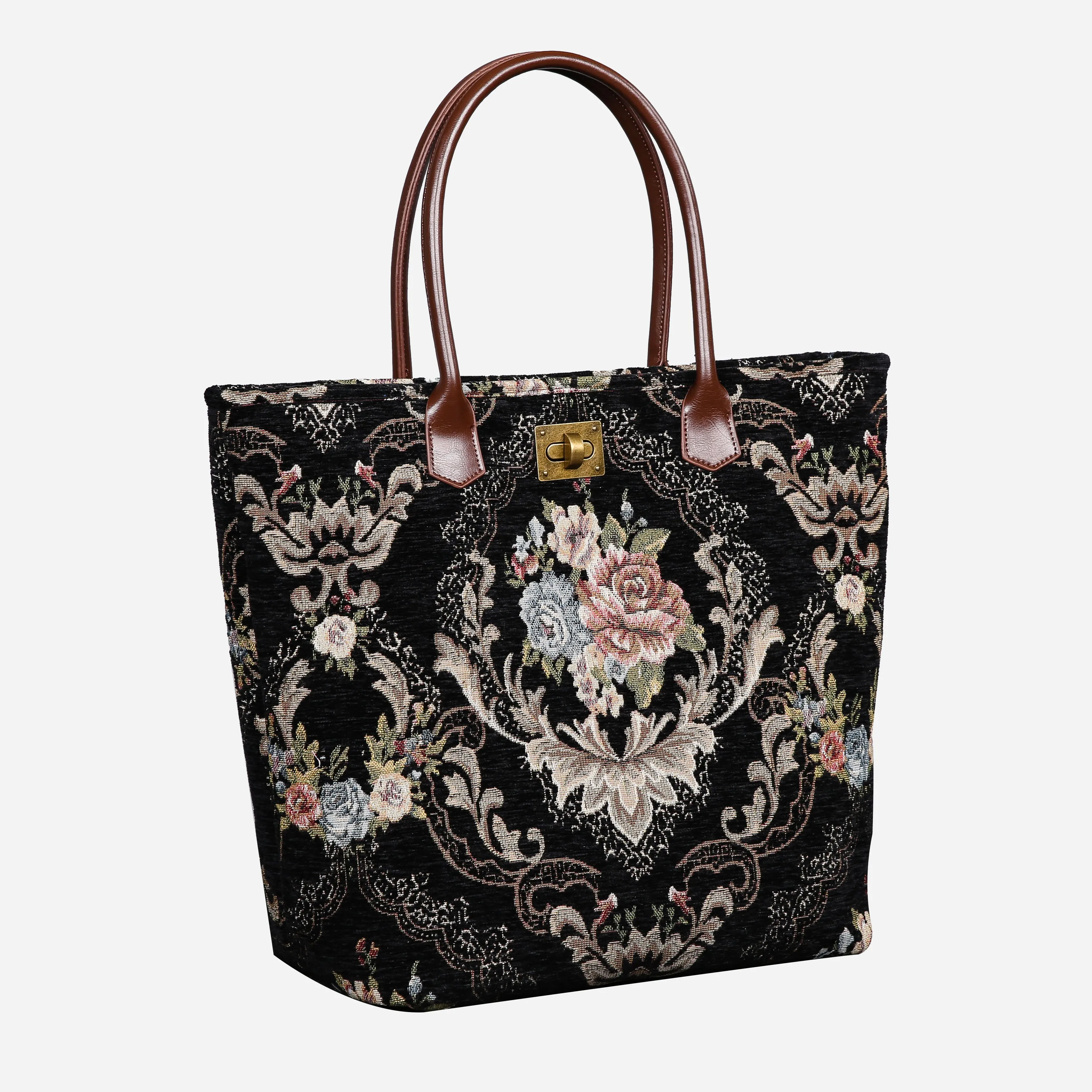 Floral Black Carpet Tote Shopper