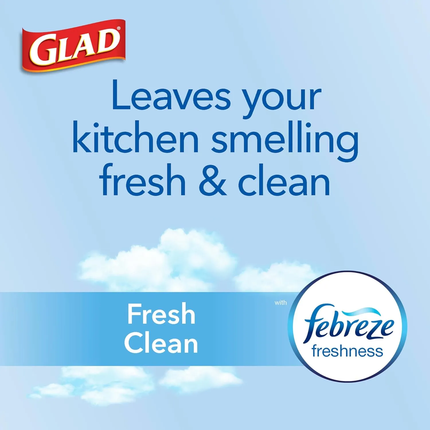 Glad ForceFlex Tall Kitchen Drawstring Garbage Bags: 13 Gallon Capacity, Fresh Clean Scent Infused with Febreze, 80 Count