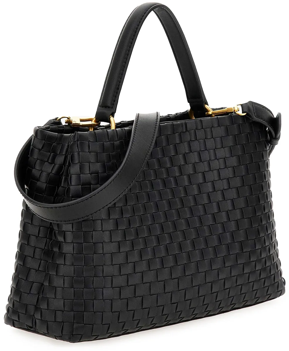 Guess Lisbet Woven Handbag In Black For Women