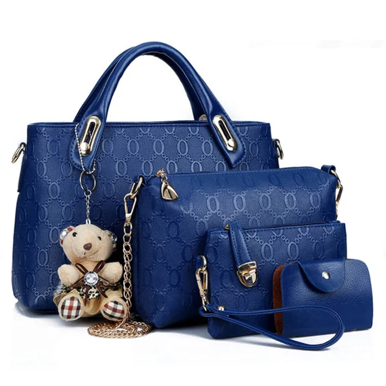 H1368 - Embossed four-piece Handbag Set