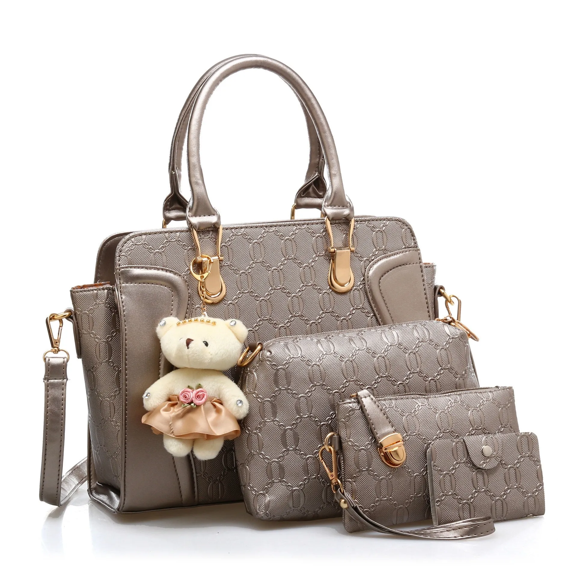 H1747 - Embossed Three Piece Shoulder Bag Set