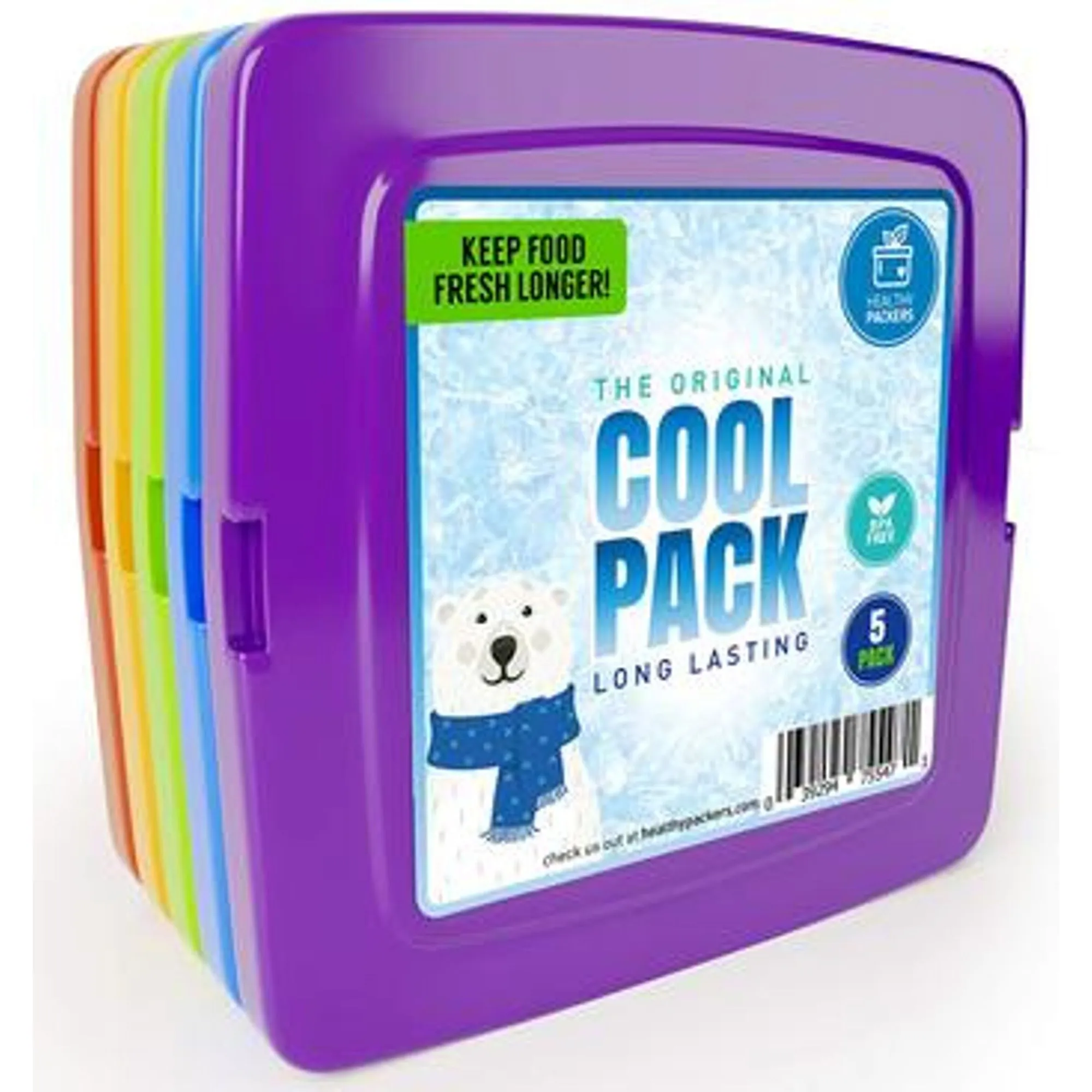 Healthy Packers Multi-Color Slim Long-Lasting Ice Packs for Lunch Box or Cooler Bag (5 or 10 pack)