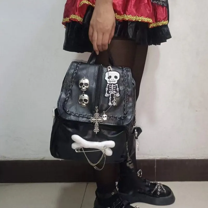 Korean Skull Aesthetic Cross Girls Cool Sweet Punk Vintage Y2K Bag