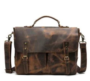 Leather Portable Mens Briefcase Satchel Official Briefcase Multifunctional Briefcase European and American retro style