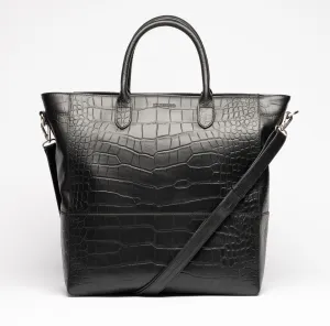 Luxury Leather Business Tote Black Croco