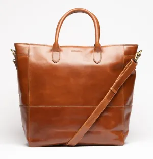 Luxury Leather Business Tote Cognac