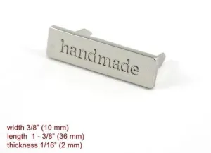 Metal Bag Label: "handmade" - BB-LABEL10MM-NL/1