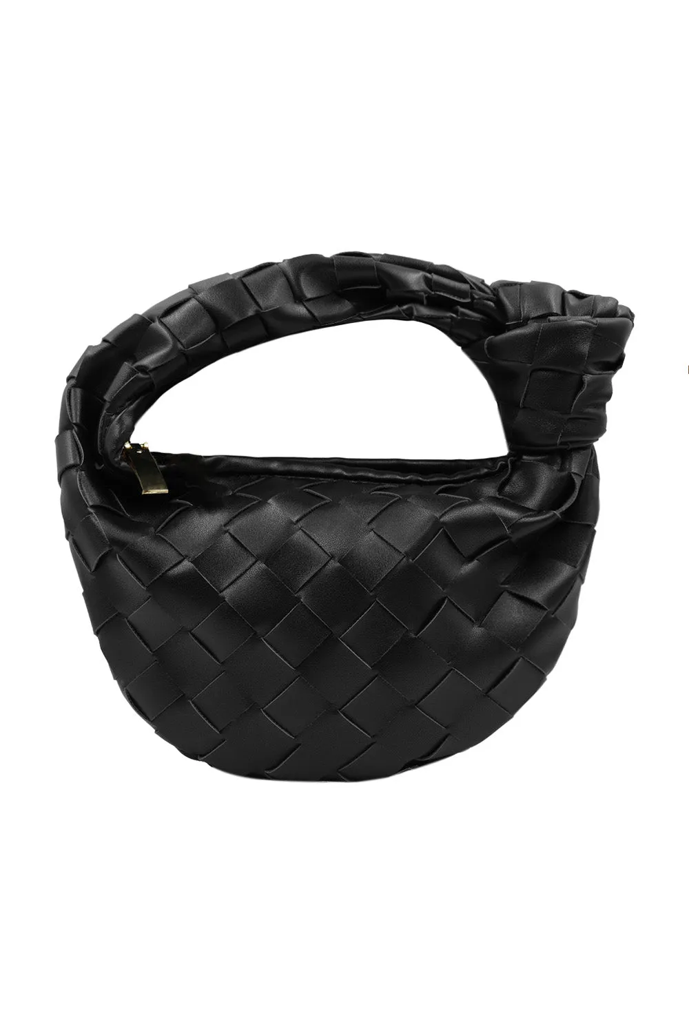 MITZI WOVEN KNOTTED HANDBAG IN BLACK