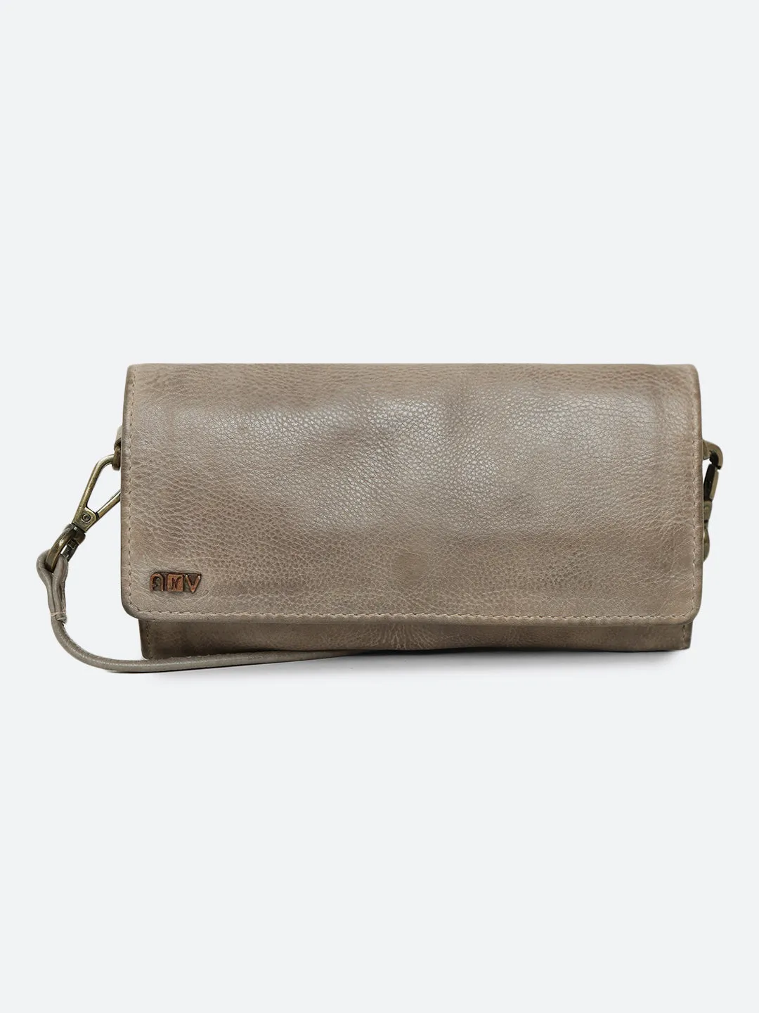 Olivia: Grey Leather Mini Crossbody Bag