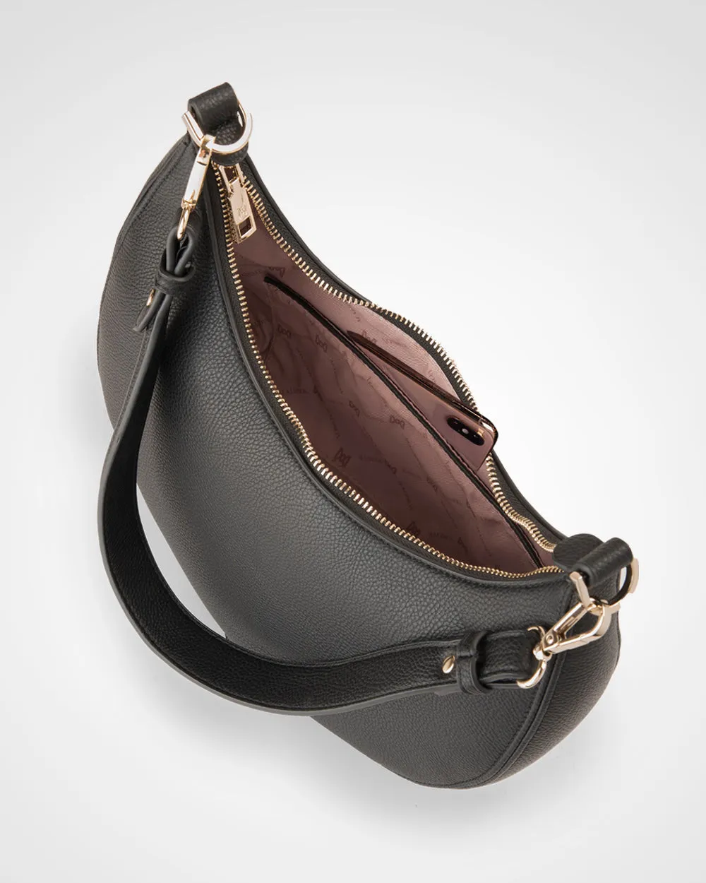 Pia Crescent Shoulder Bag With Crossbody Strap   Plait Strap