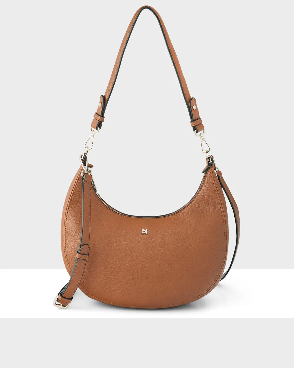 Pia Crescent Shoulder Bag With Crossbody Strap   Plait Strap