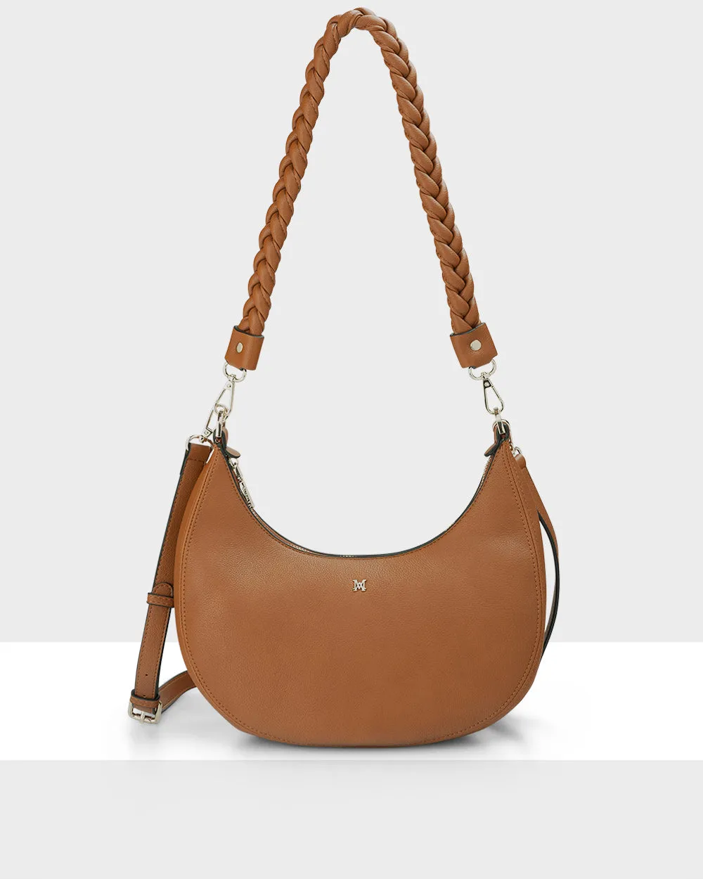 Pia Crescent Shoulder Bag With Crossbody Strap   Plait Strap