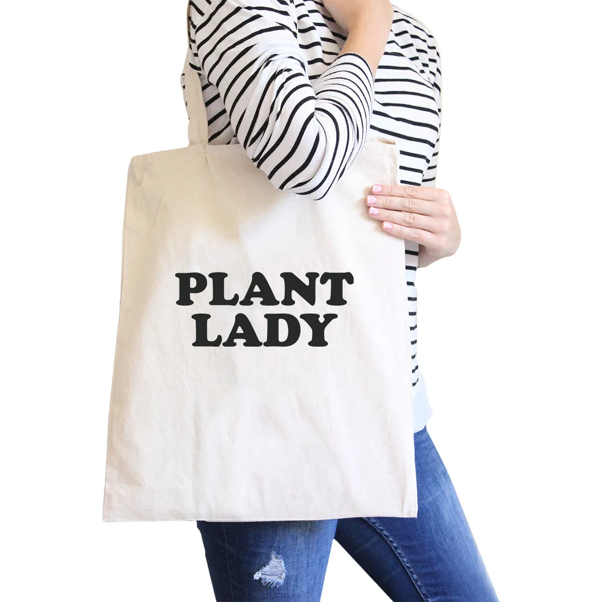 Plant Lady Natural Reusable Grocery Bag Cute Design Canvas Tote Bag