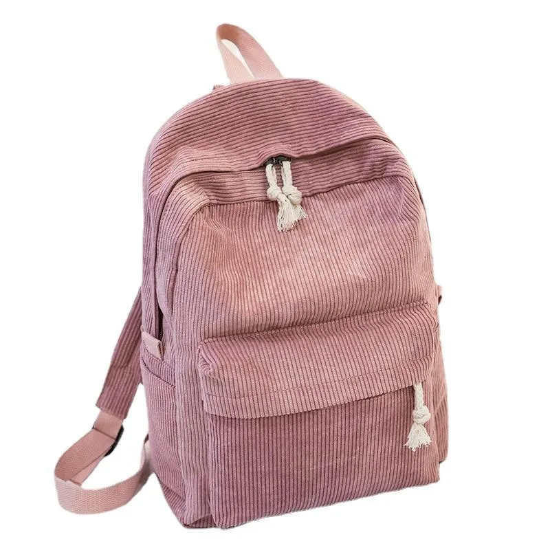 Preppy Style Female Soft Corduroy Backpack For School