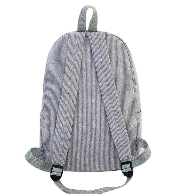 Preppy Style Female Soft Corduroy Backpack For School