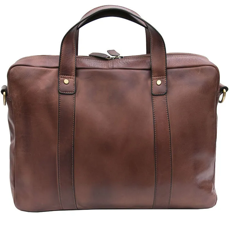 Prime Hide Ridgeback Luxury Brown Leather Briefcase