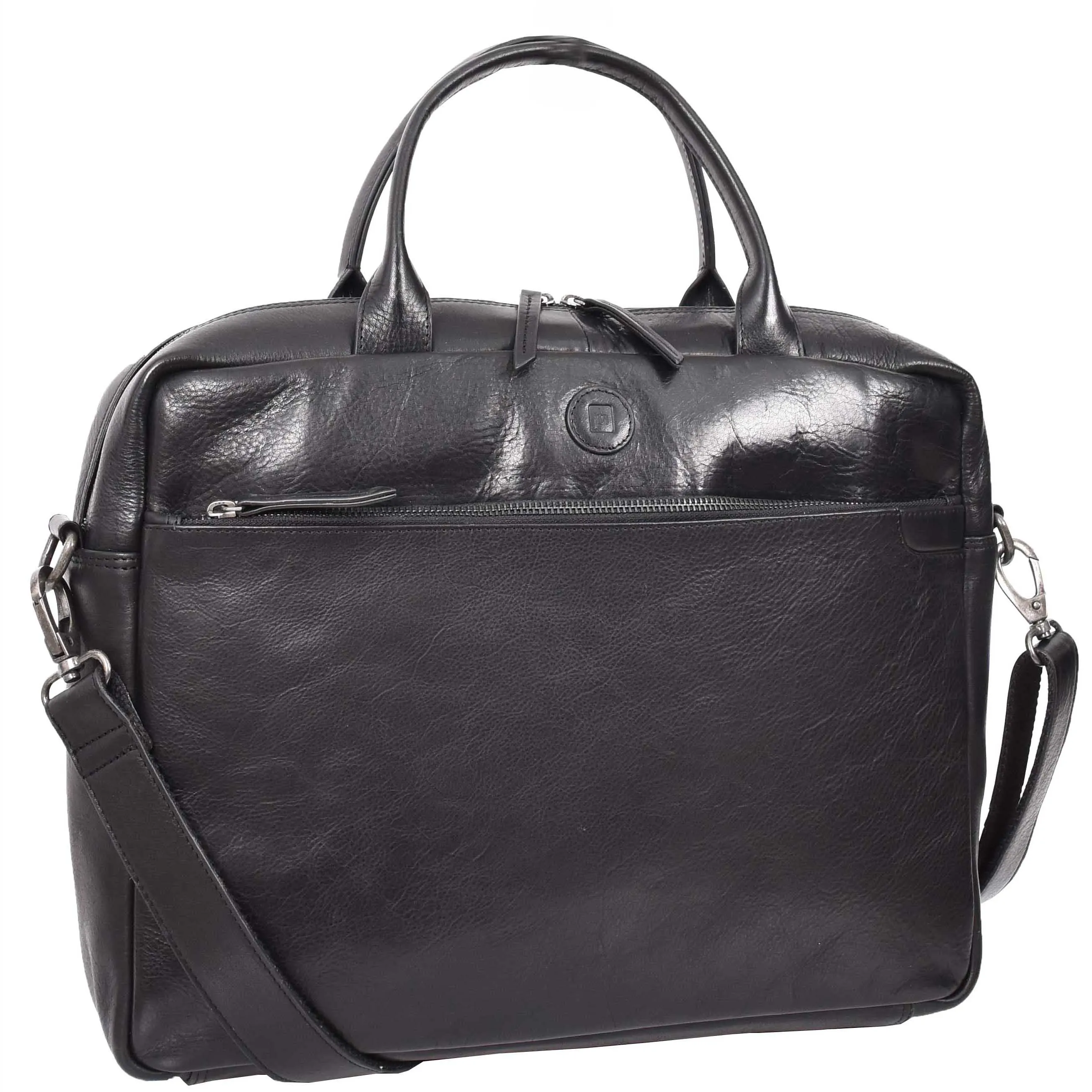 Real Vegetable Tanned Leather Satchel Bag Laptop Briefcase A703 Black