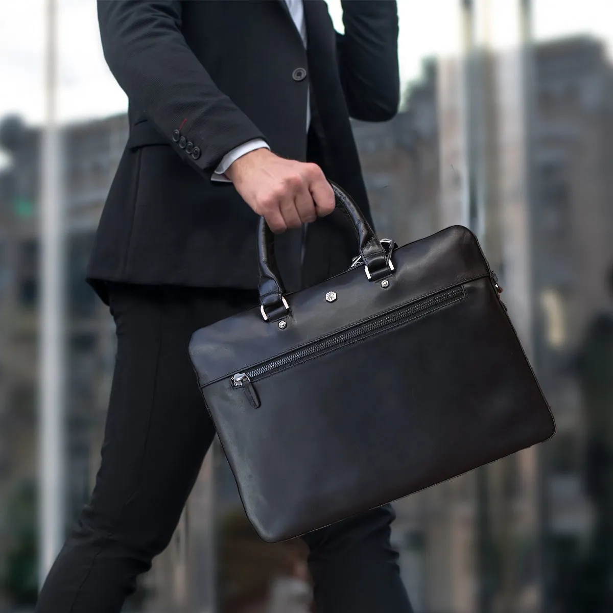 Slim Zip Top Briefcase