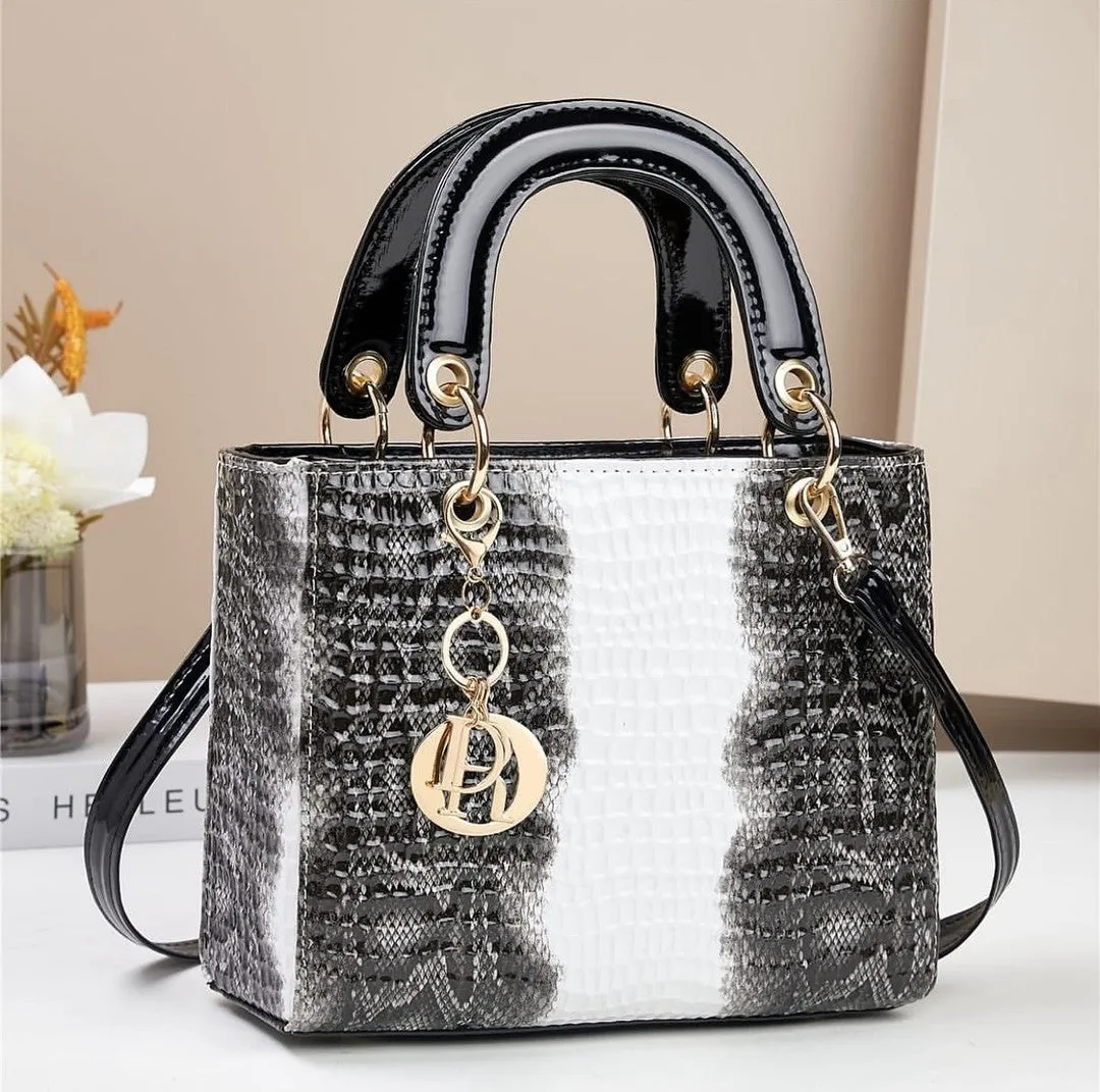 Spunkz Shiny Snake Skin Crocodile Pattern Leather Handbag