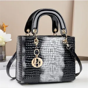 Spunkz Shiny Snake Skin Crocodile Pattern Leather Handbag