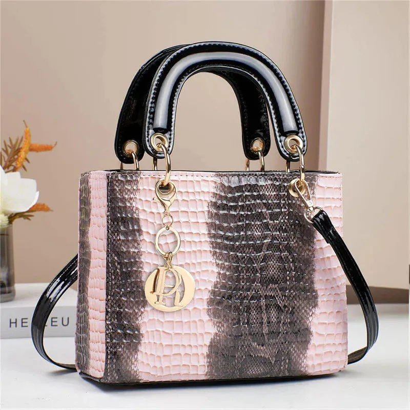 Spunkz Shiny Snake Skin Crocodile Pattern Leather Handbag