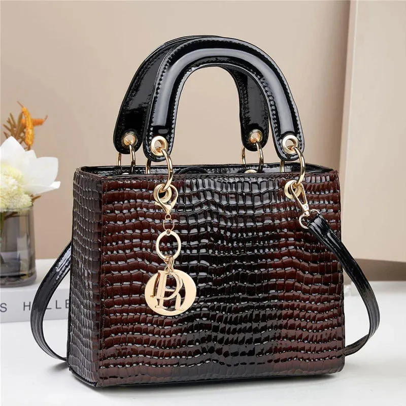 Spunkz Shiny Snake Skin Crocodile Pattern Leather Handbag