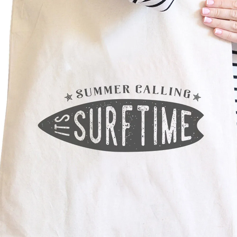 Summer Calling It's Surf Time Natural Canvas Bags