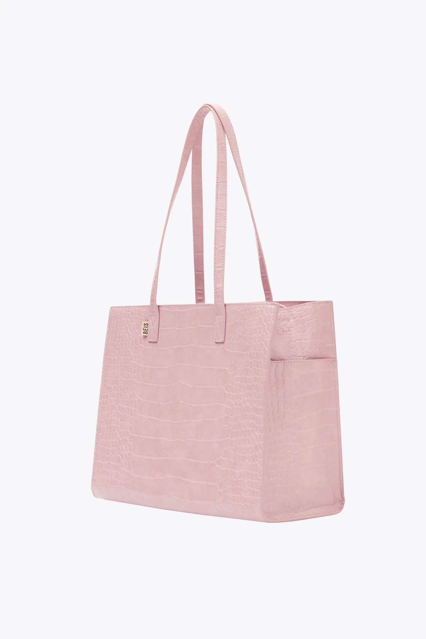 The Work Tote in Atlas Pink Croc