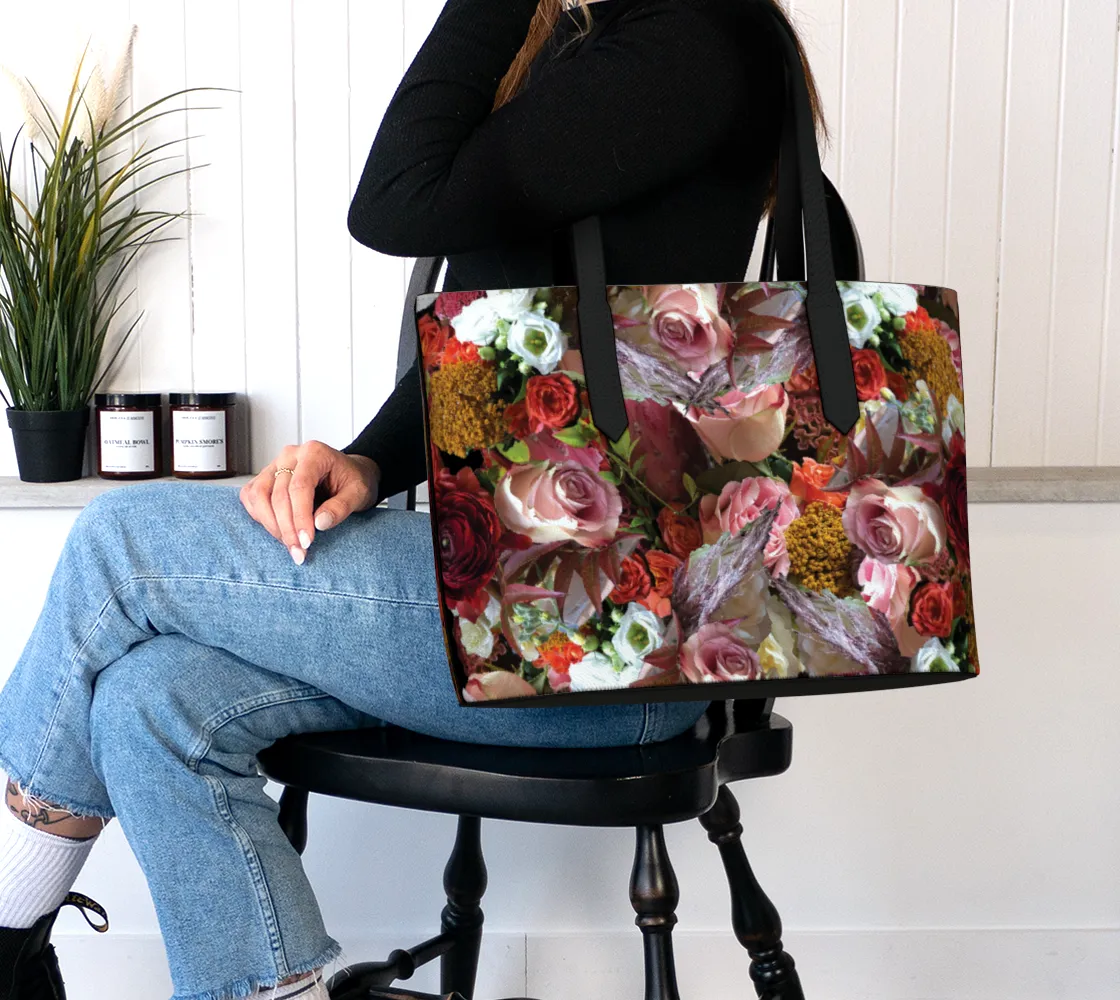 Wedding Flowers Vegan Leather Tote Bag